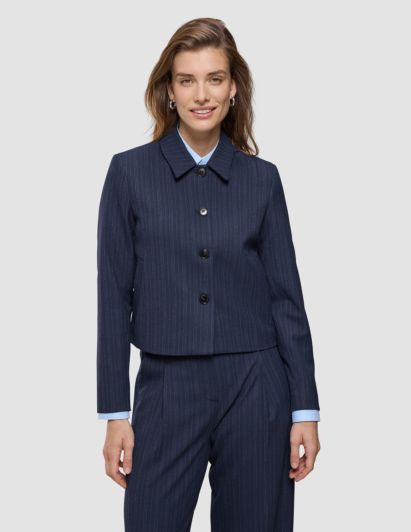 Women's Serene Short Jacket Marine Pinstripe